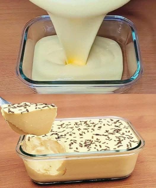 Simple Custard Dessert with Chocolate Sprinkle