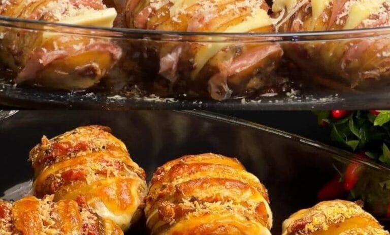 Hasselback Potatoes with Prosciutto and Cheese