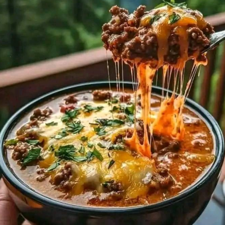 Slow Cooker Cheesy Burger Flavored Soup