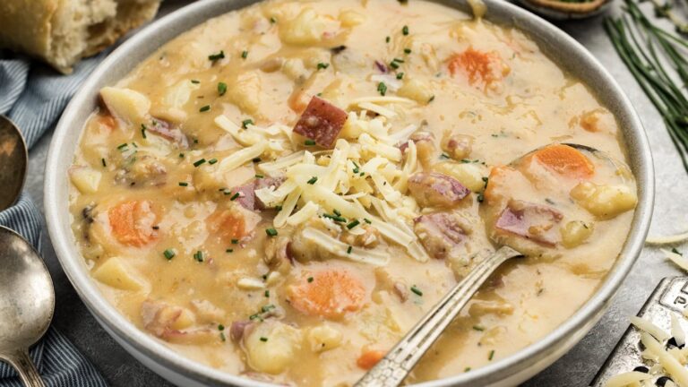 🥔🧄 Creamy Roasted Garlic Potato Soup – Cozy Comfort in a Bowl