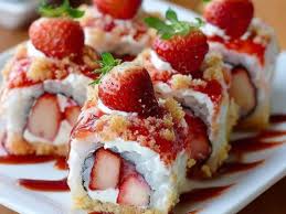 STRAWBERRY SHORTCAKE SUSHI ROLL