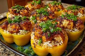 Teriyaki Pineapple Chicken and Rice Stuffed Peppers