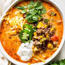High protein creamy taco soup