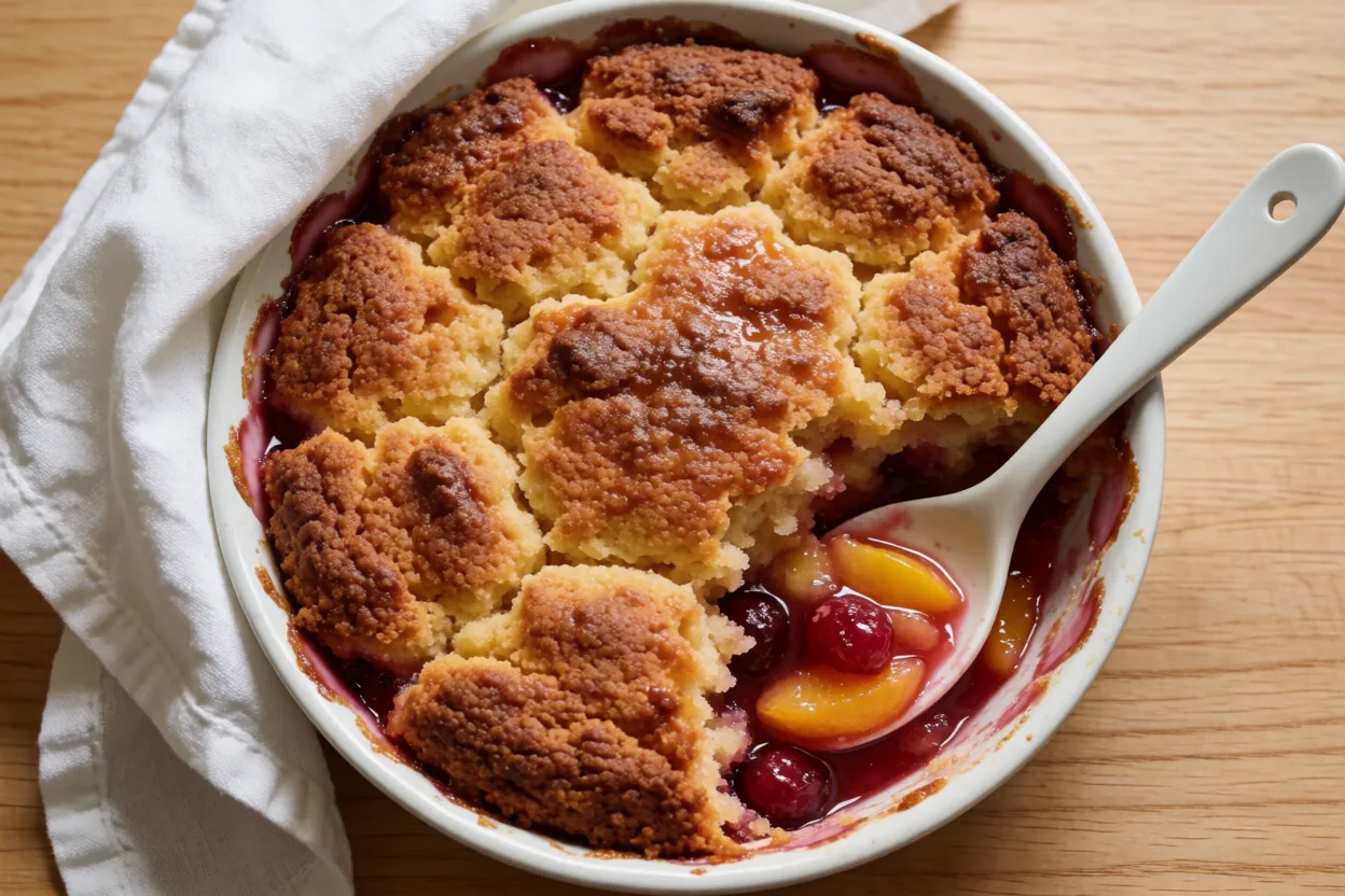 Easy Peach and Raspberry Cobbler